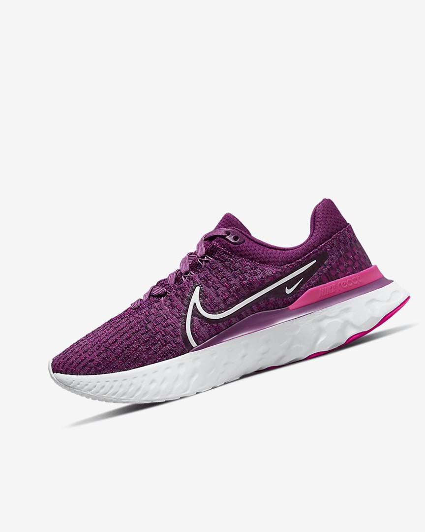 Zapatillas Running Nike React Infinity Run Flyknit 3 Mujer Burdeos Claro Rosas Blancas | CR2543