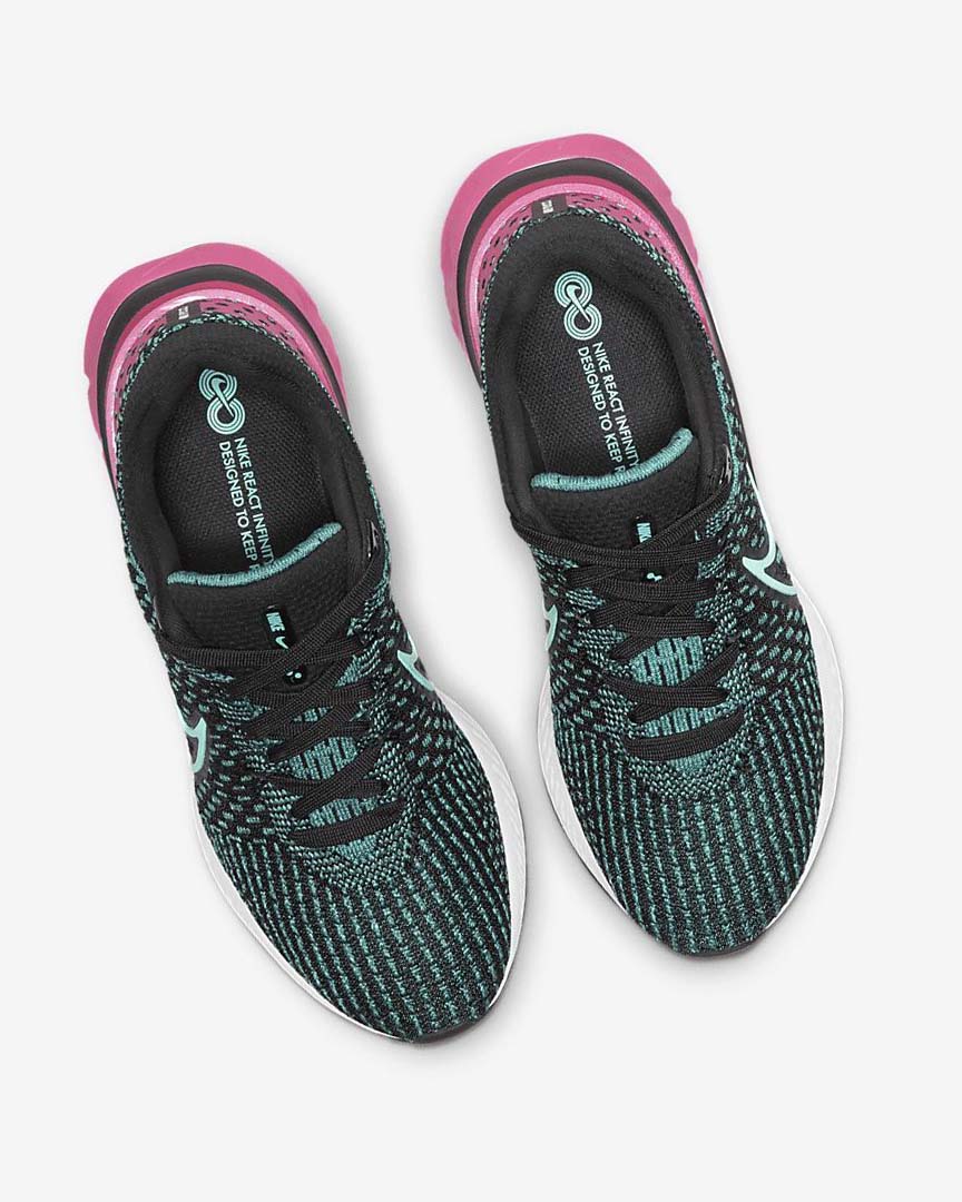 Zapatillas Running Nike React Infinity Run Flyknit 3 Mujer Negras Rosas Turquesa Turquesa | CR4743