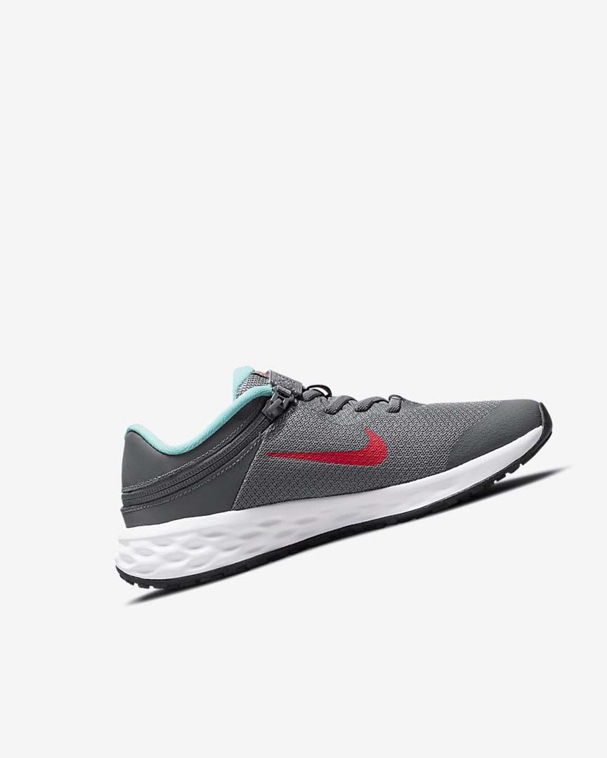 Zapatillas Running Nike Revolution 6 FlyEase Niño Gris Turquesa Rojas | CR1169