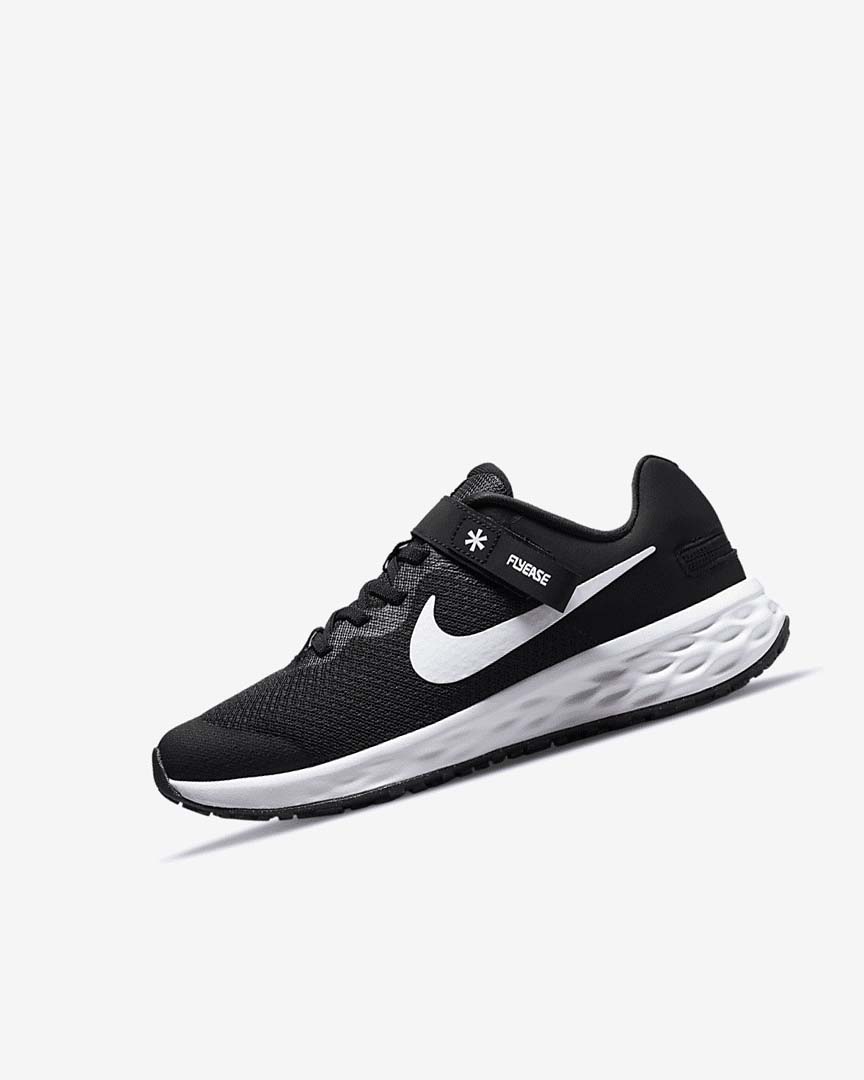 Zapatillas Running Nike Revolution 6 FlyEase Niña Negras Gris Oscuro Blancas | CR4849