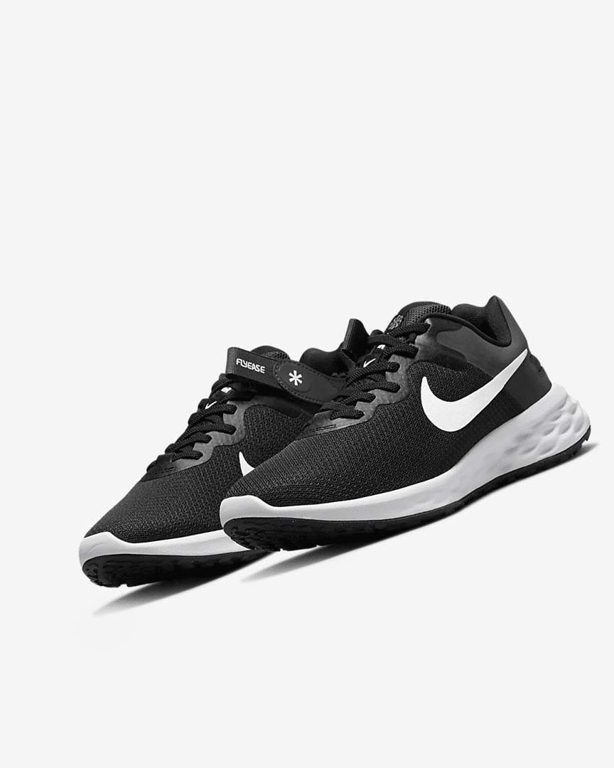 Zapatillas Running Nike Revolution 6 FlyEase Next Nature Mujer Negras Gris Oscuro Gris Blancas | CR5047