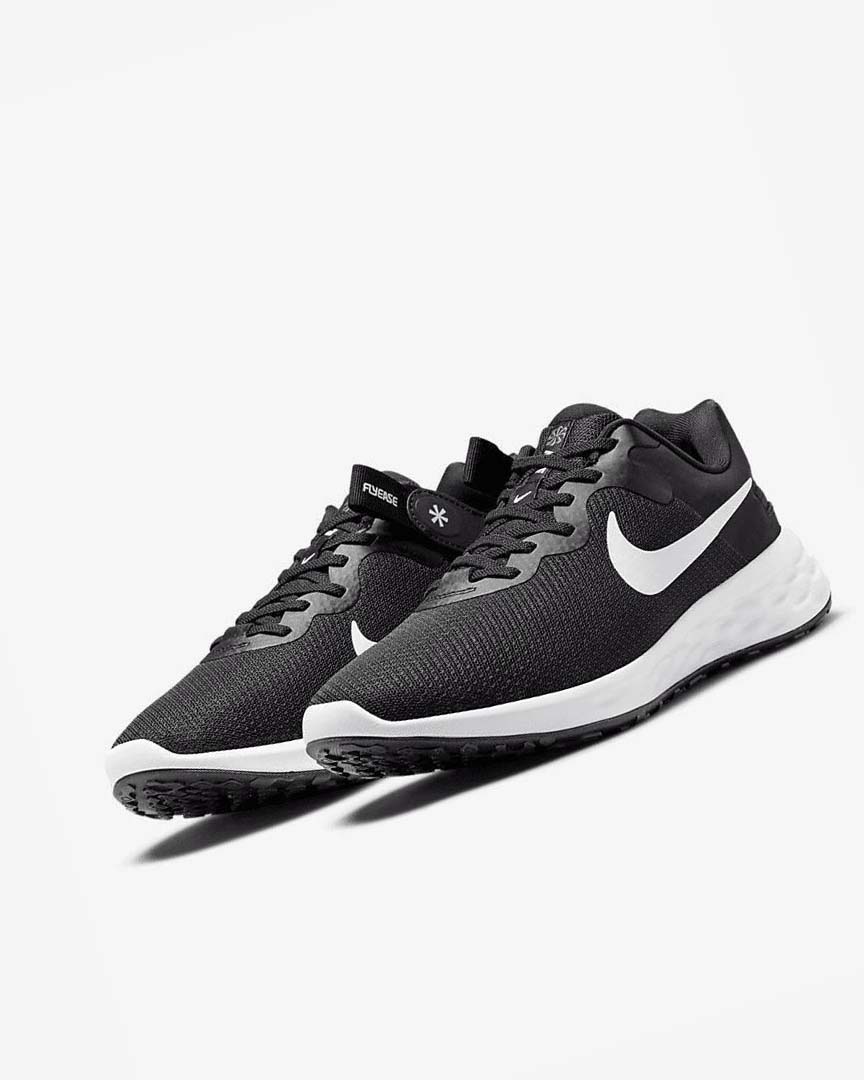 Zapatillas Running Nike Revolution 6 FlyEase Next Nature Hombre Negras Gris Blancas | CR5082