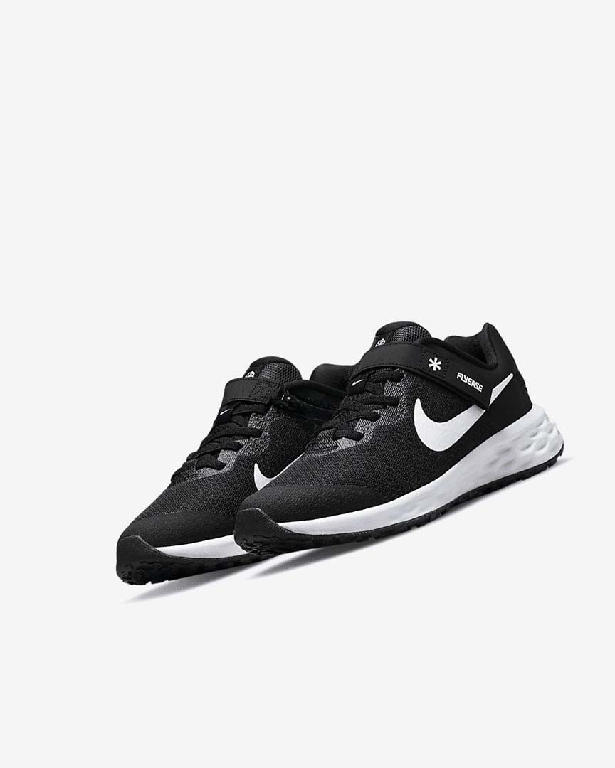 Zapatillas Running Nike Revolution 6 FlyEase Niño Negras Gris Oscuro Blancas | CR5284