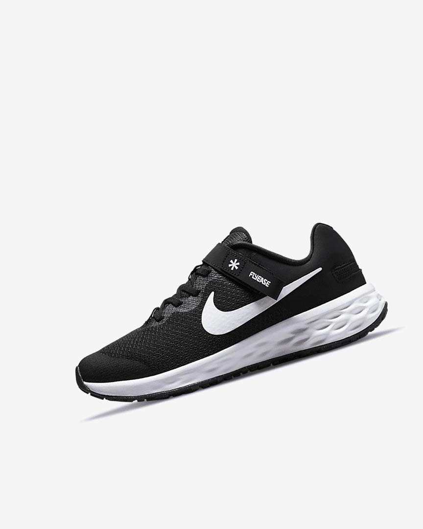 Zapatillas Running Nike Revolution 6 FlyEase Niño Negras Gris Oscuro Blancas | CR5284