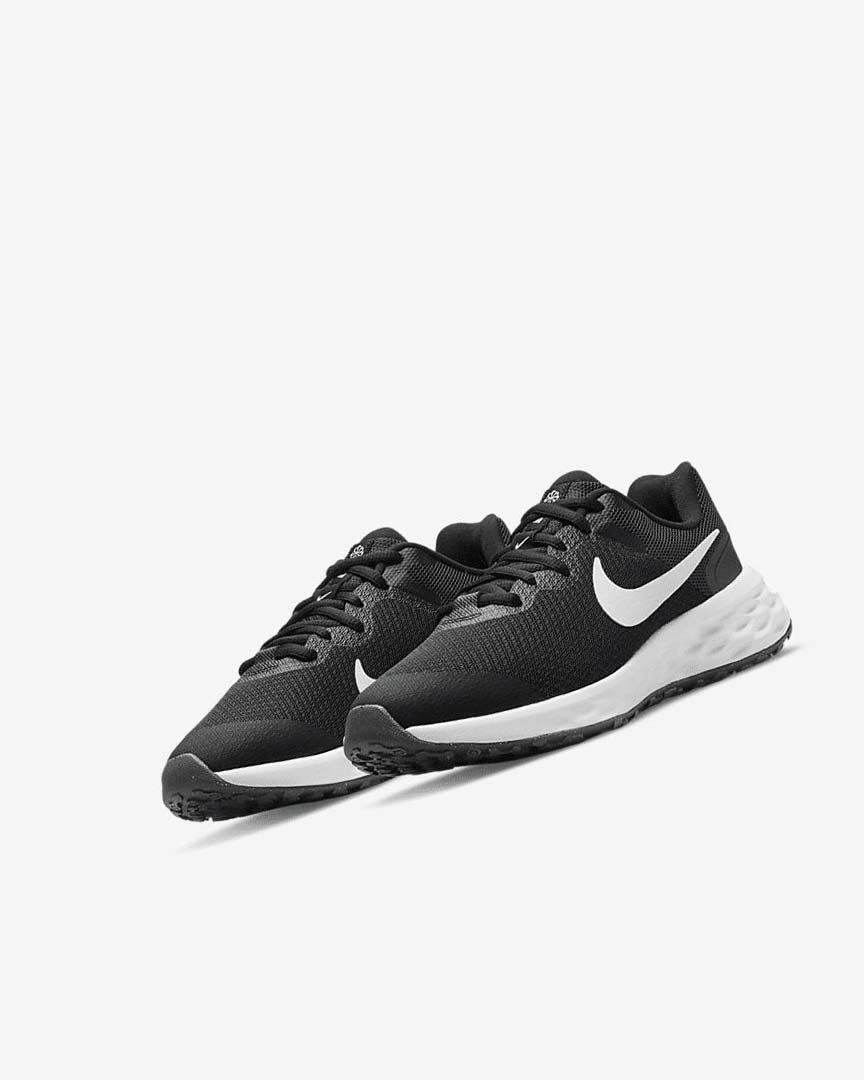 Zapatillas Running Nike Revolution 6 Niño Negras Gris Oscuro Blancas | CR2487