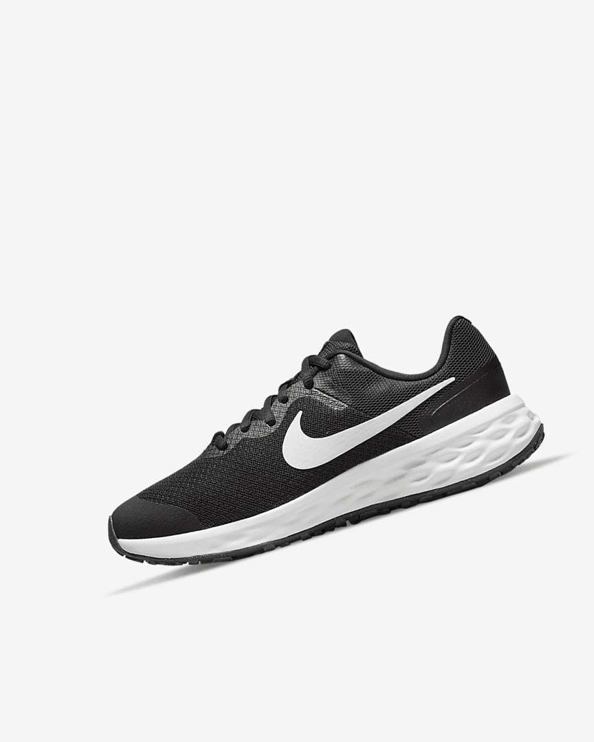 Zapatillas Running Nike Revolution 6 Niño Negras Gris Oscuro Blancas | CR2487