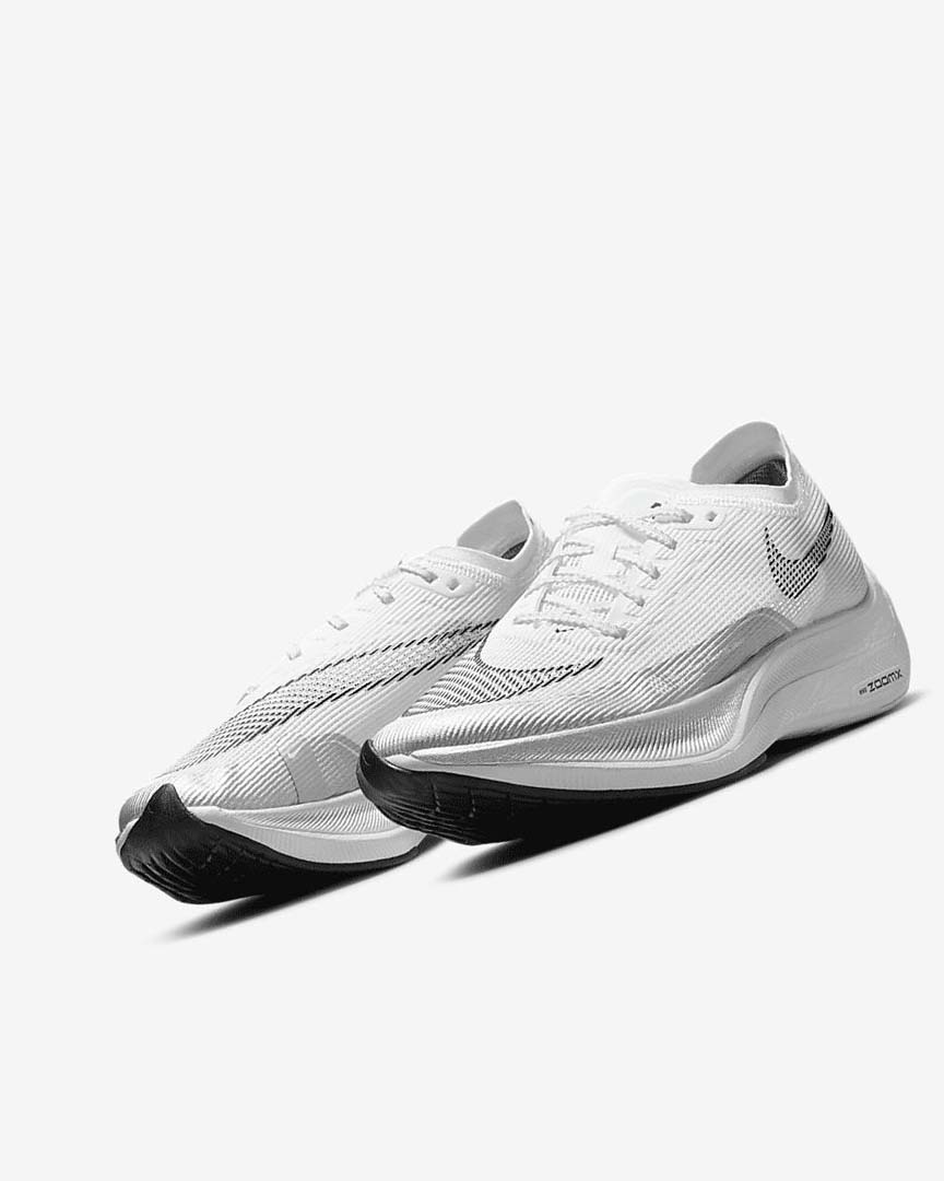 Zapatillas Running Nike ZoomX Vaporfly Next% 2 Mujer Blancas Metal Plateadas Negras | CR2460