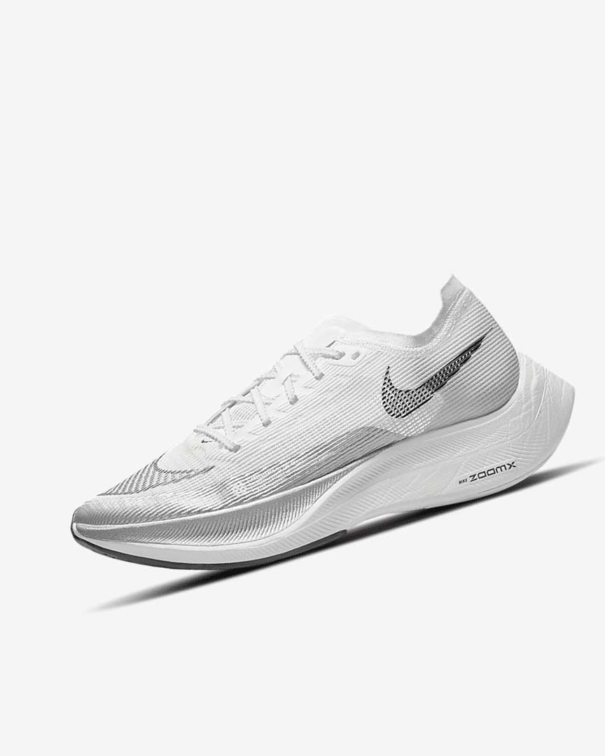 Zapatillas Running Nike ZoomX Vaporfly Next% 2 Mujer Blancas Metal Plateadas Negras | CR2460