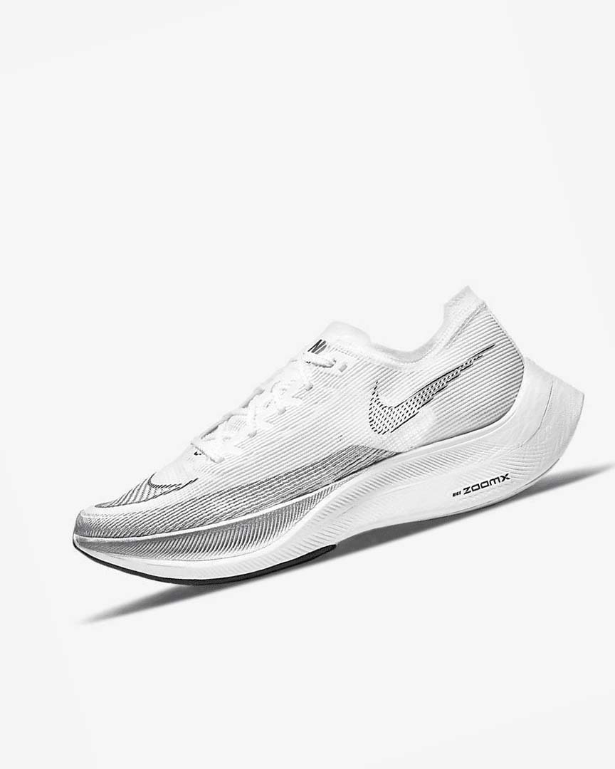 Zapatillas Running Nike ZoomX Vaporfly Next% 2 Hombre Blancas Metal Plateadas Negras | CR3203