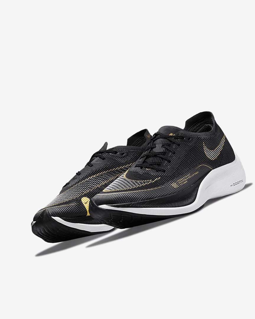 Zapatillas Running Nike ZoomX Vaporfly Next% 2 Mujer Negras Metal Doradas Blancas | CR3251