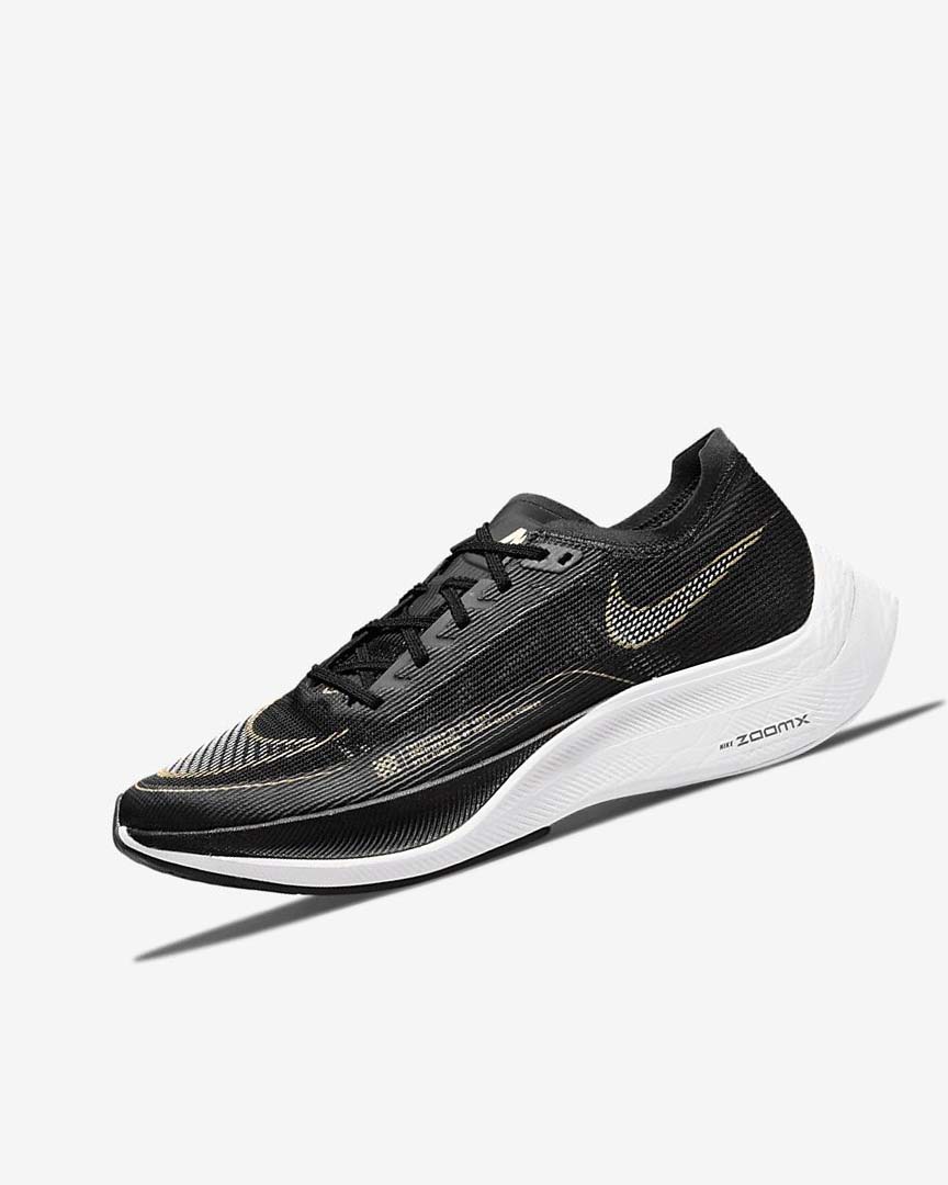 Zapatillas Running Nike ZoomX Vaporfly Next% 2 Mujer Negras Metal Doradas Blancas | CR3251