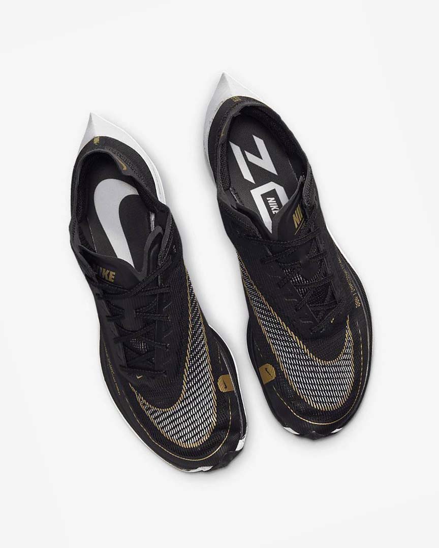 Zapatillas Running Nike ZoomX Vaporfly Next% 2 Hombre Negras Metal Doradas Blancas | CR5311