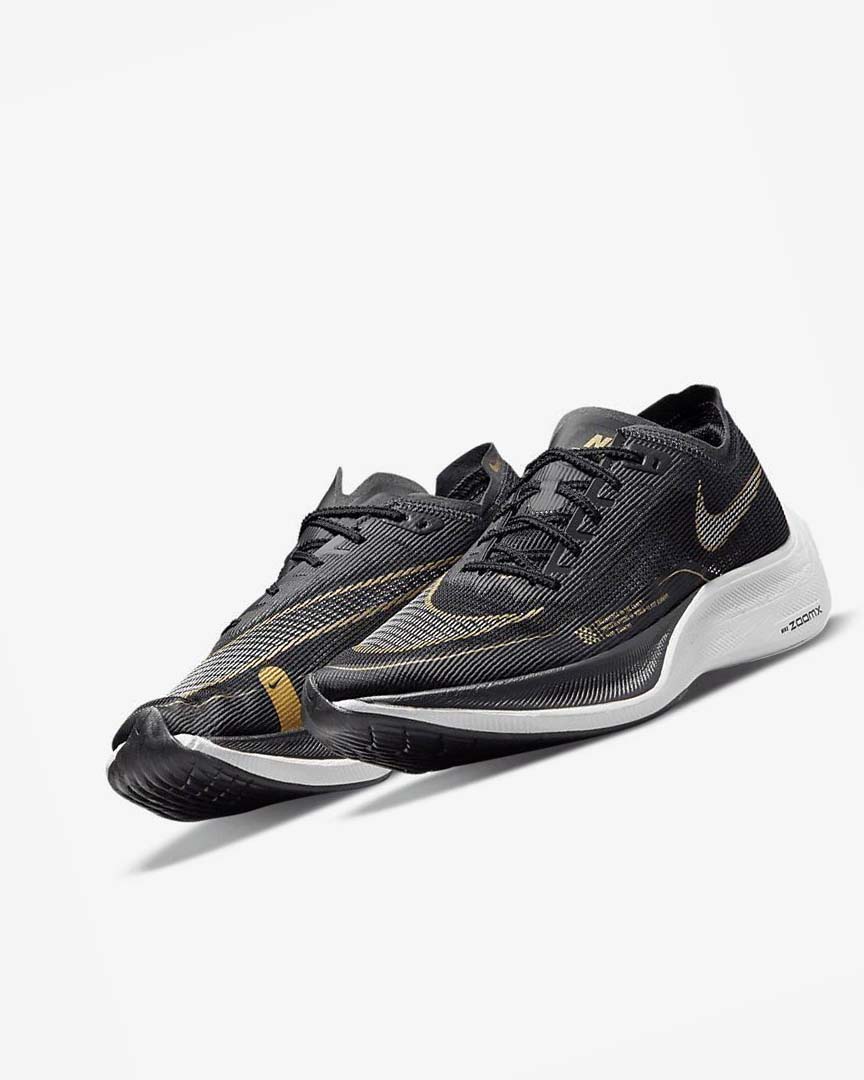 Zapatillas Running Nike ZoomX Vaporfly Next% 2 Hombre Negras Metal Doradas Blancas | CR5311