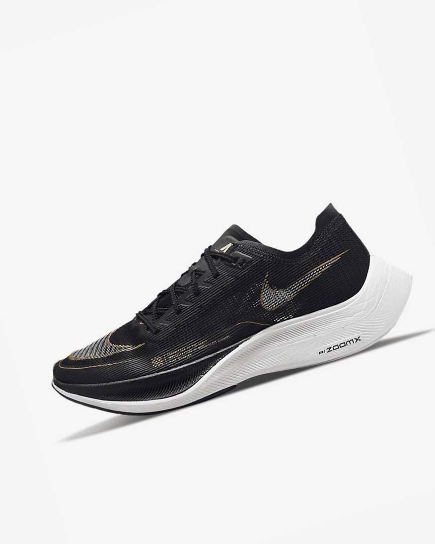 Zapatillas Running Nike ZoomX Vaporfly Next% 2 Hombre Negras Metal Doradas Blancas | CR5311