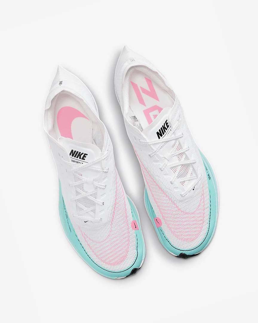 Zapatillas Running Nike ZoomX Vaporfly Next% 2 Hombre Blancas Turquesa Rosas | CR5485