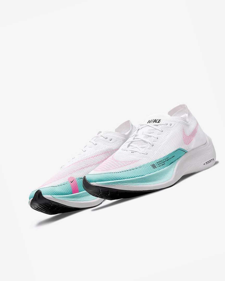 Zapatillas Running Nike ZoomX Vaporfly Next% 2 Hombre Blancas Turquesa Rosas | CR5485