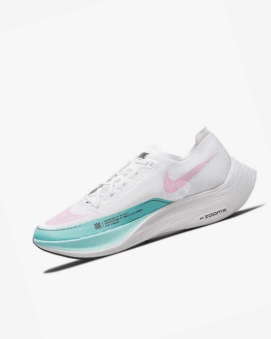 Zapatillas Running Nike ZoomX Vaporfly Next% 2 Hombre Blancas Turquesa Rosas | CR5485