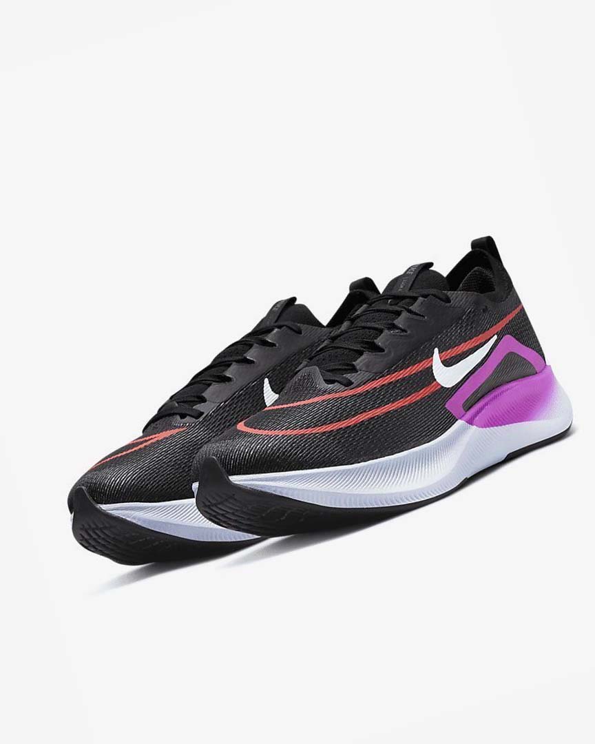 Zapatillas Running Nike Zoom Fly 4 Hombre Negras Moradas Blancas | CR2720