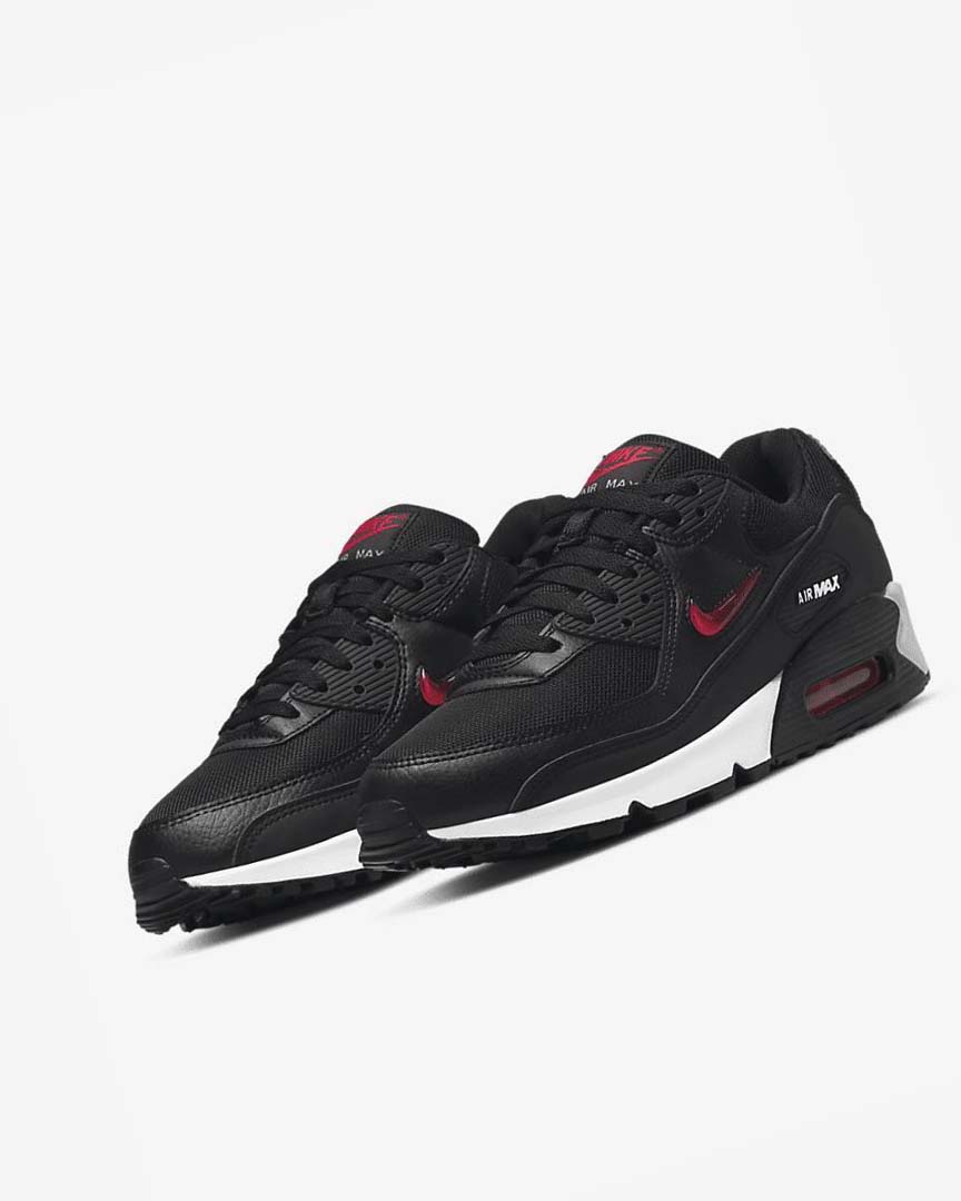 Zapatos Casuales Nike Air Max 90 Hombre Negras Blancas Rojas | CR2206