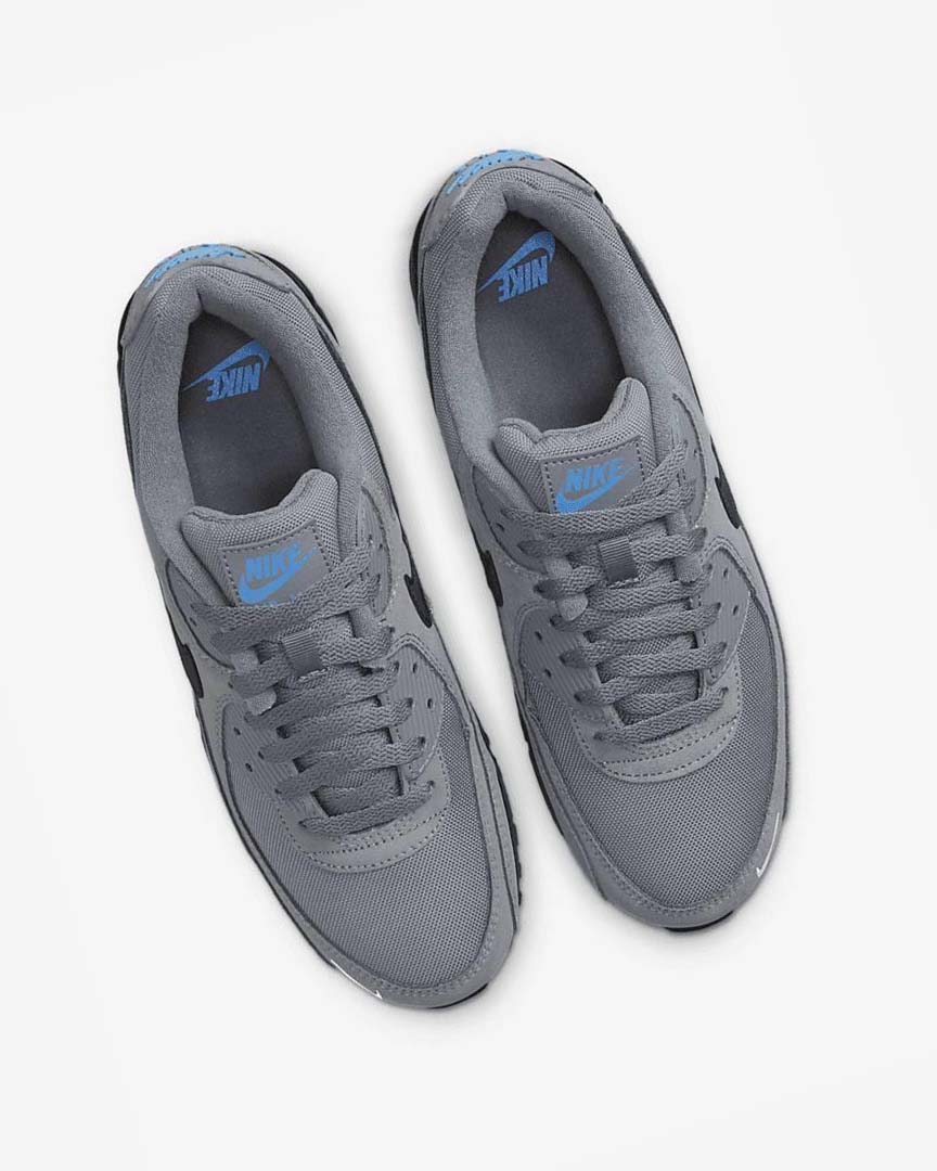 Zapatos Casuales Nike Air Max 90 Hombre Gris Azules Claro Metal Plateadas Negras | CR3106