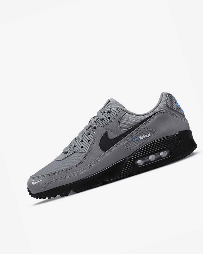 Zapatos Casuales Nike Air Max 90 Hombre Gris Azules Claro Metal Plateadas Negras | CR3106