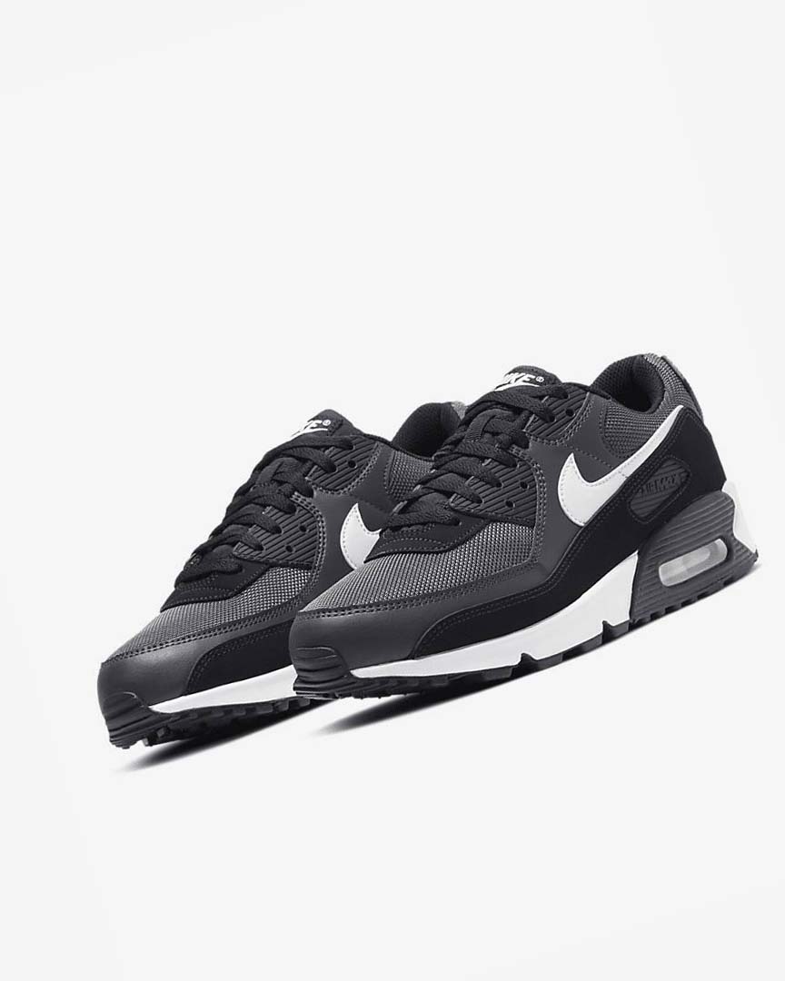 Zapatos Casuales Nike Air Max 90 Hombre Gris Gris Oscuro Negras Blancas | CR5423