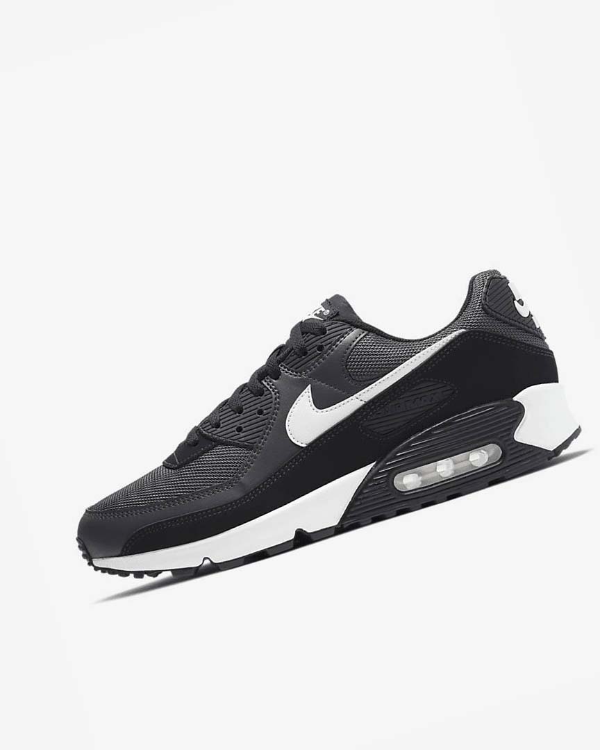 Zapatos Casuales Nike Air Max 90 Hombre Gris Gris Oscuro Negras Blancas | CR5423