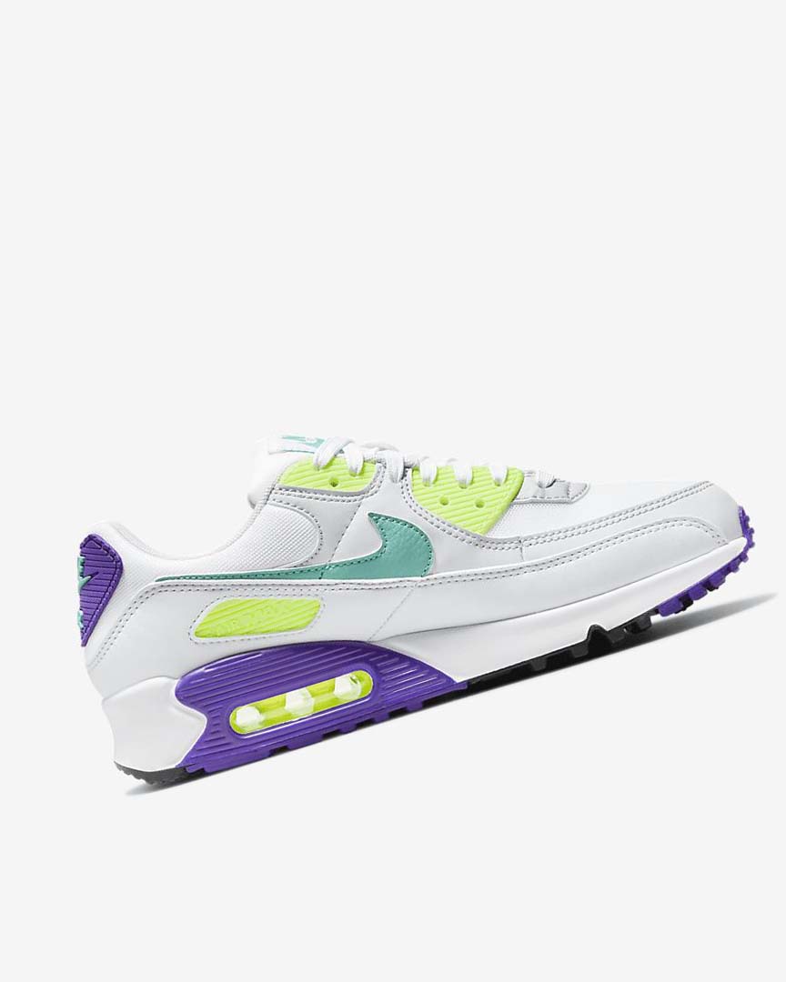 Zapatos Casuales Nike Air Max 90 Mujer Blancas Blancas Plateadas Turquesa | CR2642