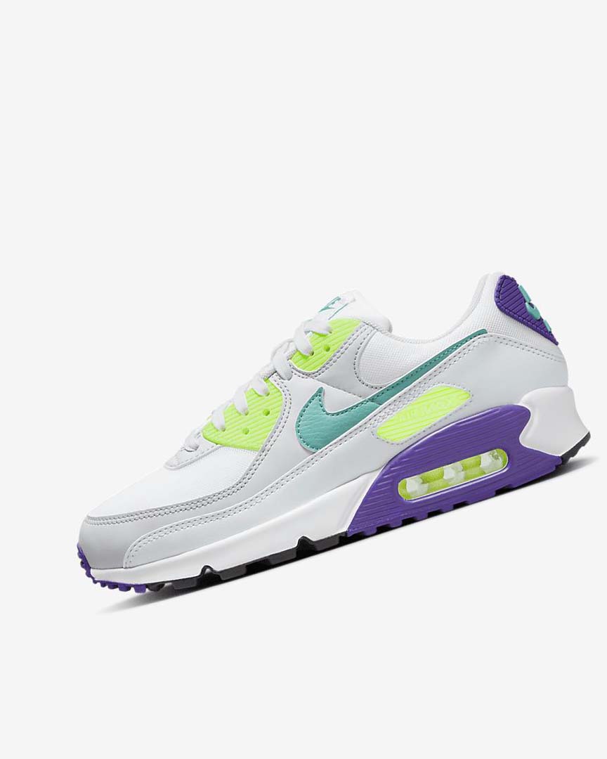 Zapatos Casuales Nike Air Max 90 Mujer Blancas Blancas Plateadas Turquesa | CR2642