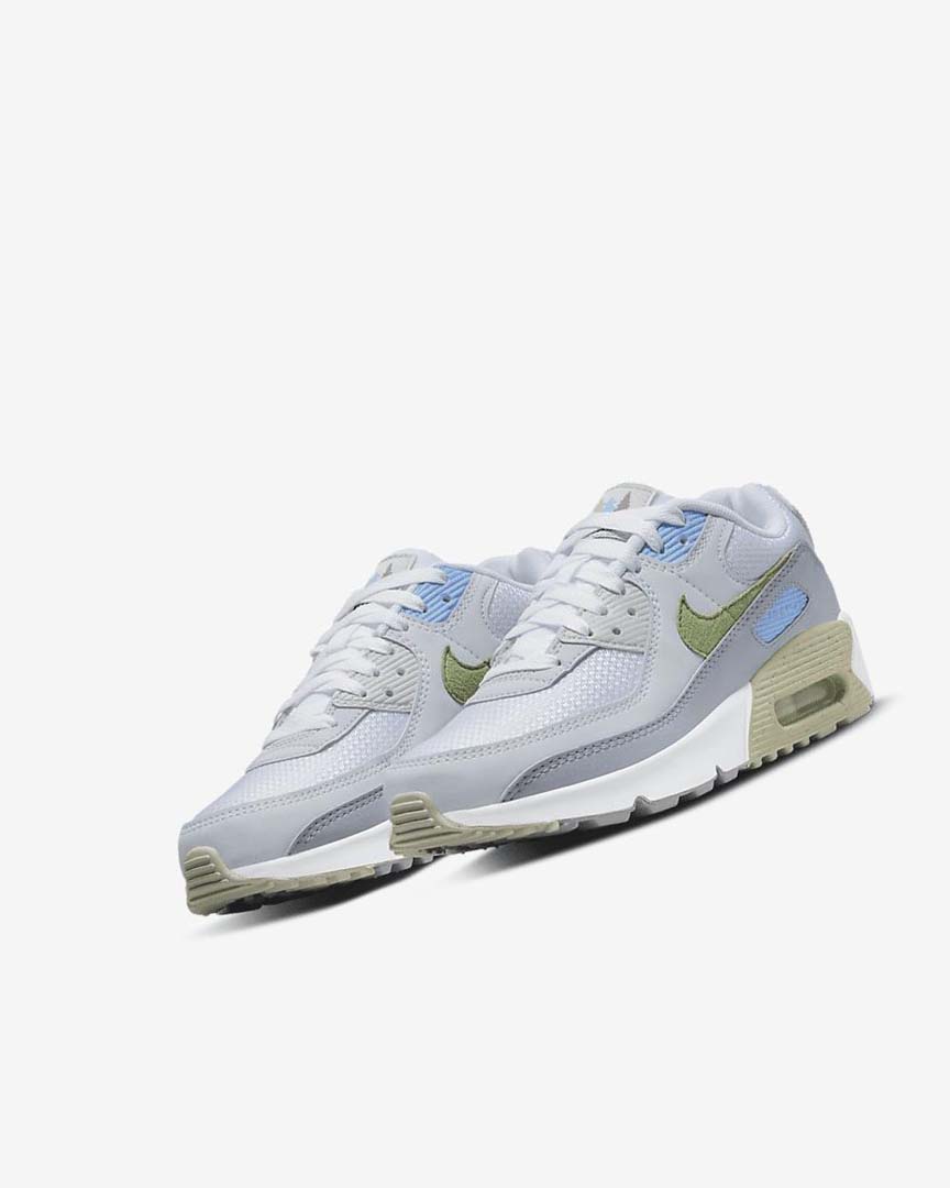 Zapatos Casuales Nike Air Max 90 Niña Blancas Azules Gris | CR3186