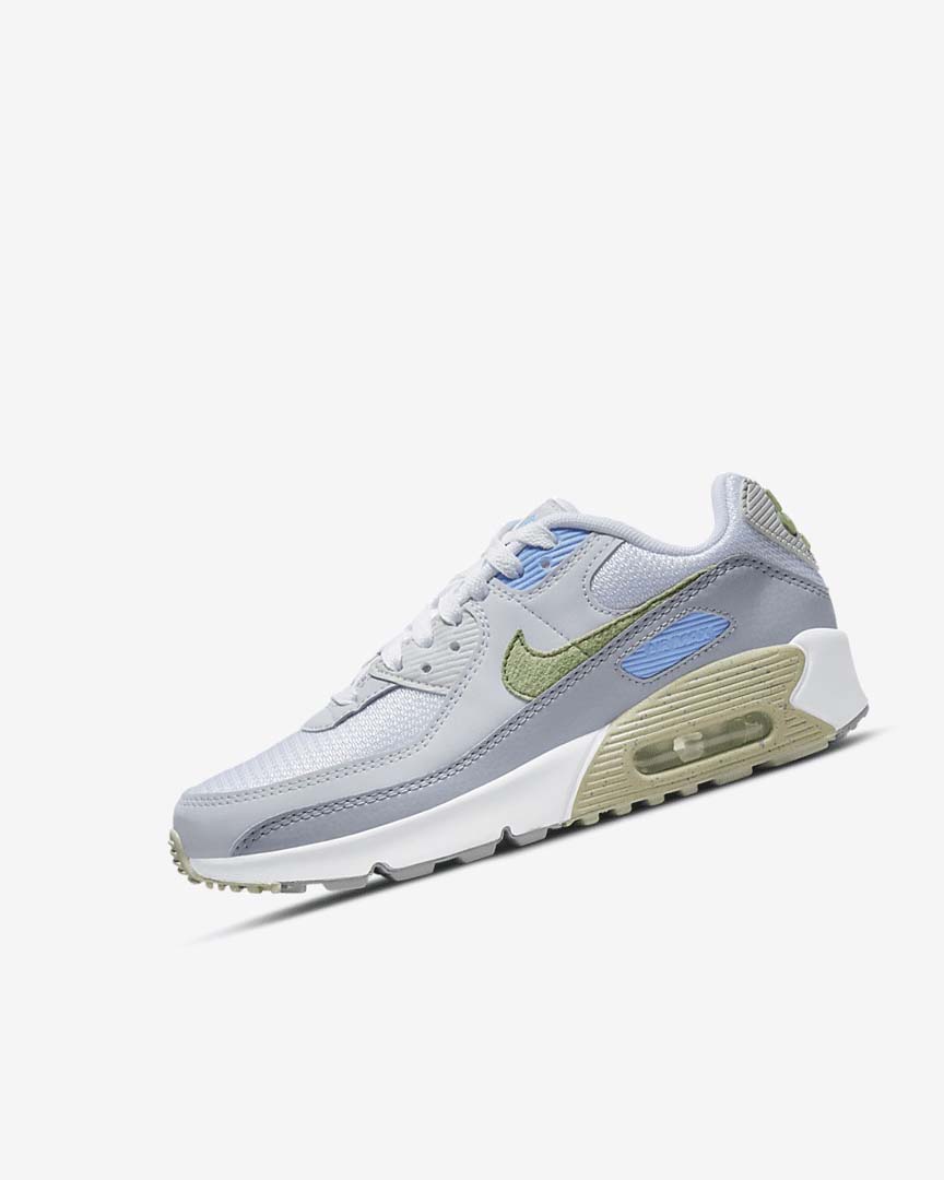 Zapatos Casuales Nike Air Max 90 Niña Blancas Azules Gris | CR3186