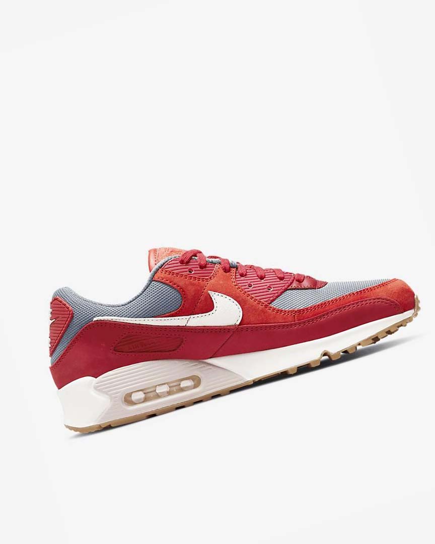 Zapatos Casuales Nike Air Max 90 Premium Hombre Rojas Rojas Gris Blancas | CR2547