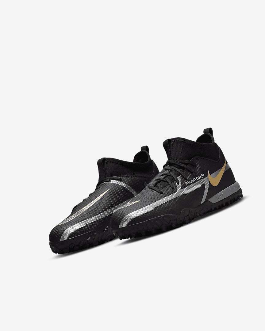 Zapatos De Fútbol Nike Jr. Phantom GT2 Academy Dynamic Fit TF Niña Negras Metal Doradas Gris Oscuro Metal Gris Oscuro | CR2372