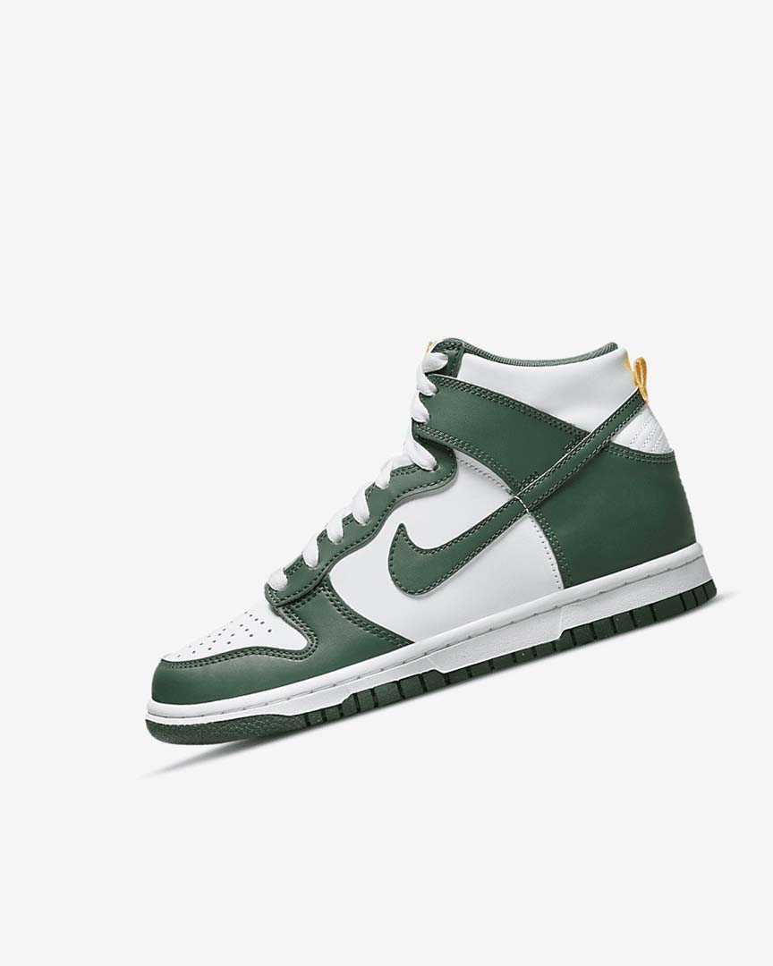 Zapatos Nike Dunk High Niña Verde Doradas Blancas | CR4742