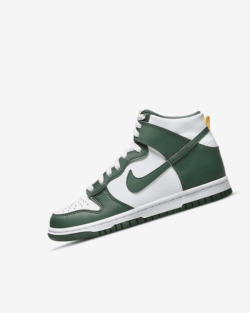 Zapatos Nike Dunk High Niño Verde Doradas Blancas | CR4962