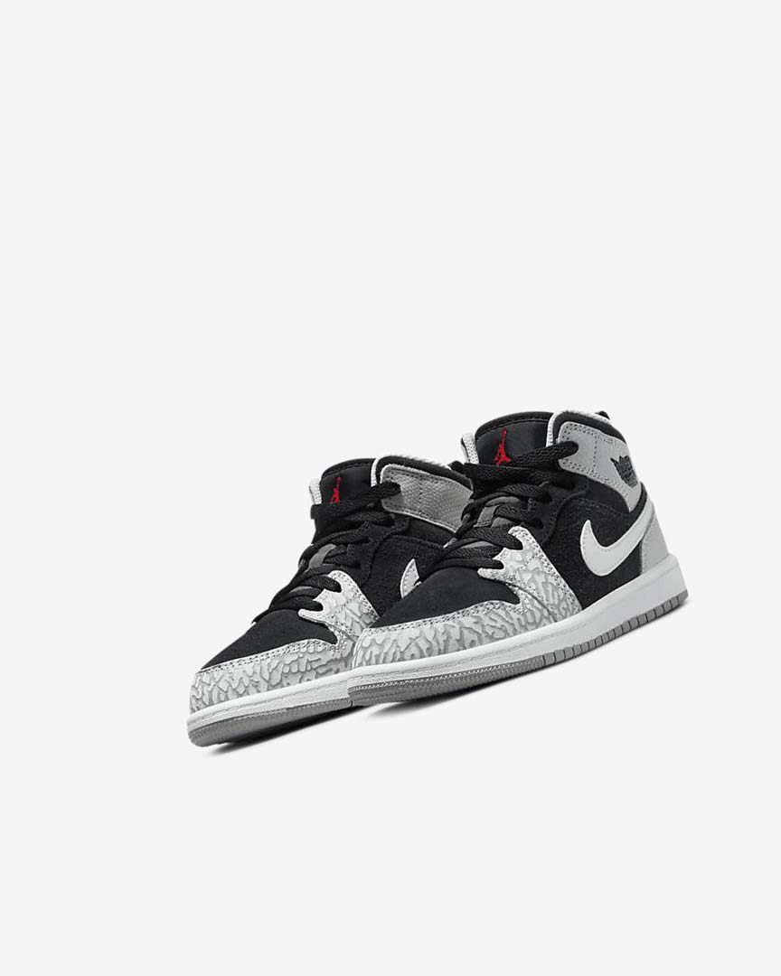 Zapatos Nike Jordan 1 Mid SE Niño Negras Blancas Gris Claro Rojas | CR2519