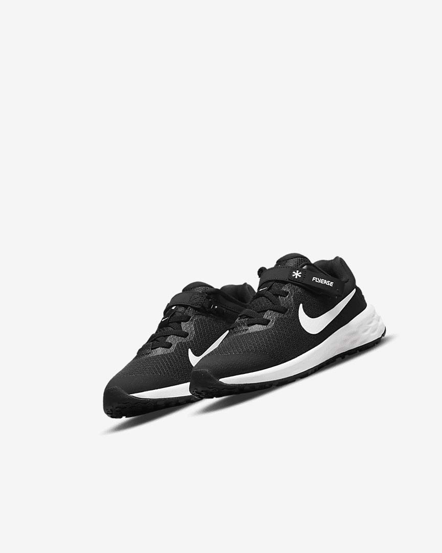 Zapatos Nike Revolution 6 FlyEase Niña Negras Gris Oscuro Blancas | CR4917