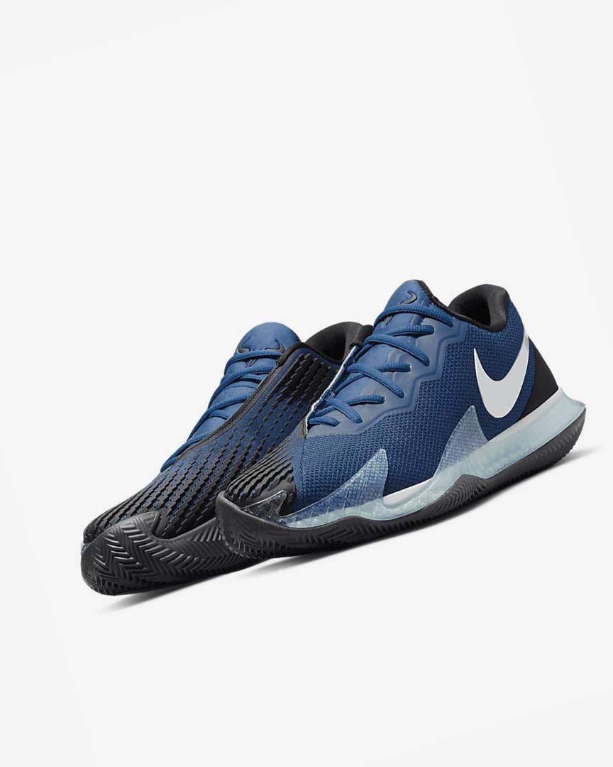 Zapatos Tennis Nike Court Air Zoom Vapor Cage 4 Rafa Hombre Azules Negras Metal Plateadas | CR2710