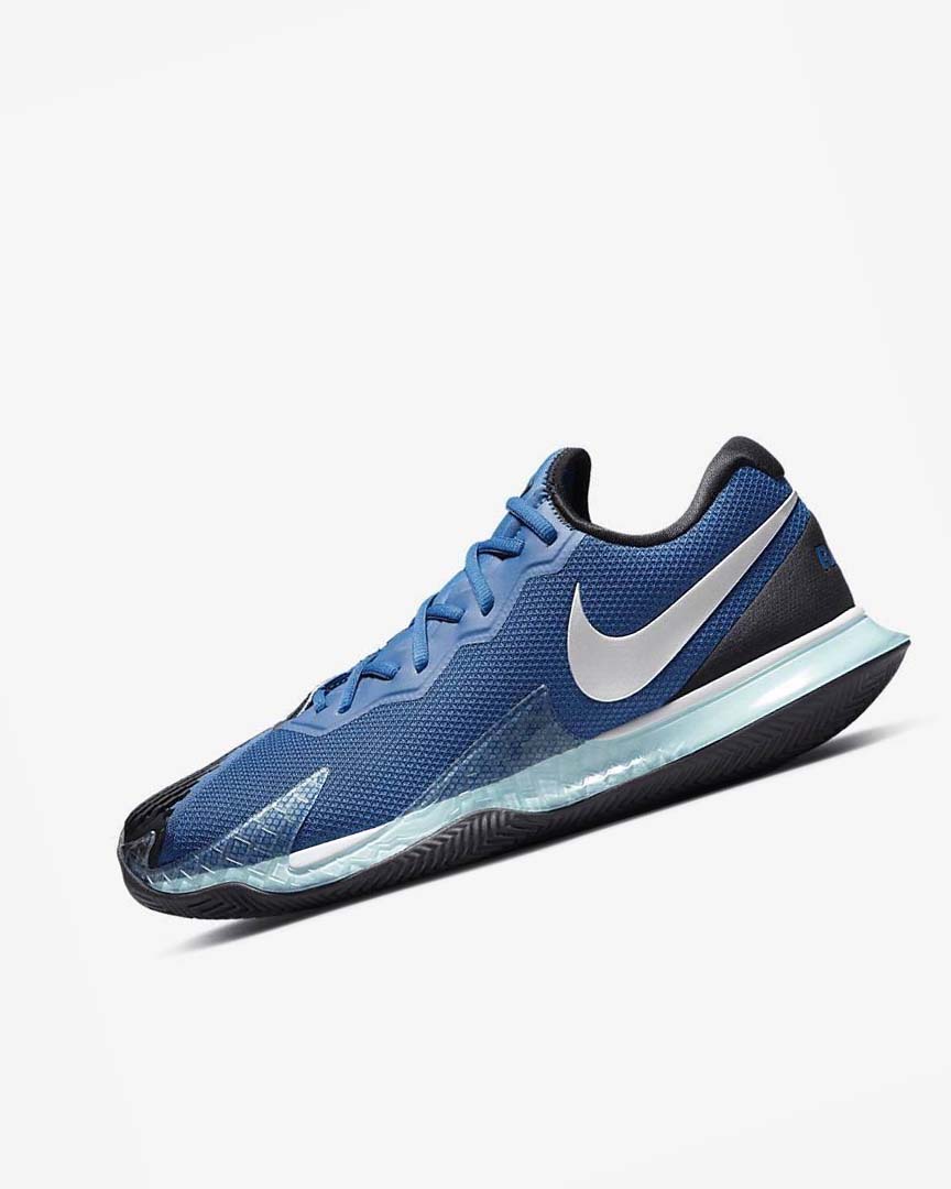 Zapatos Tennis Nike Court Air Zoom Vapor Cage 4 Rafa Hombre Azules Negras Metal Plateadas | CR2710