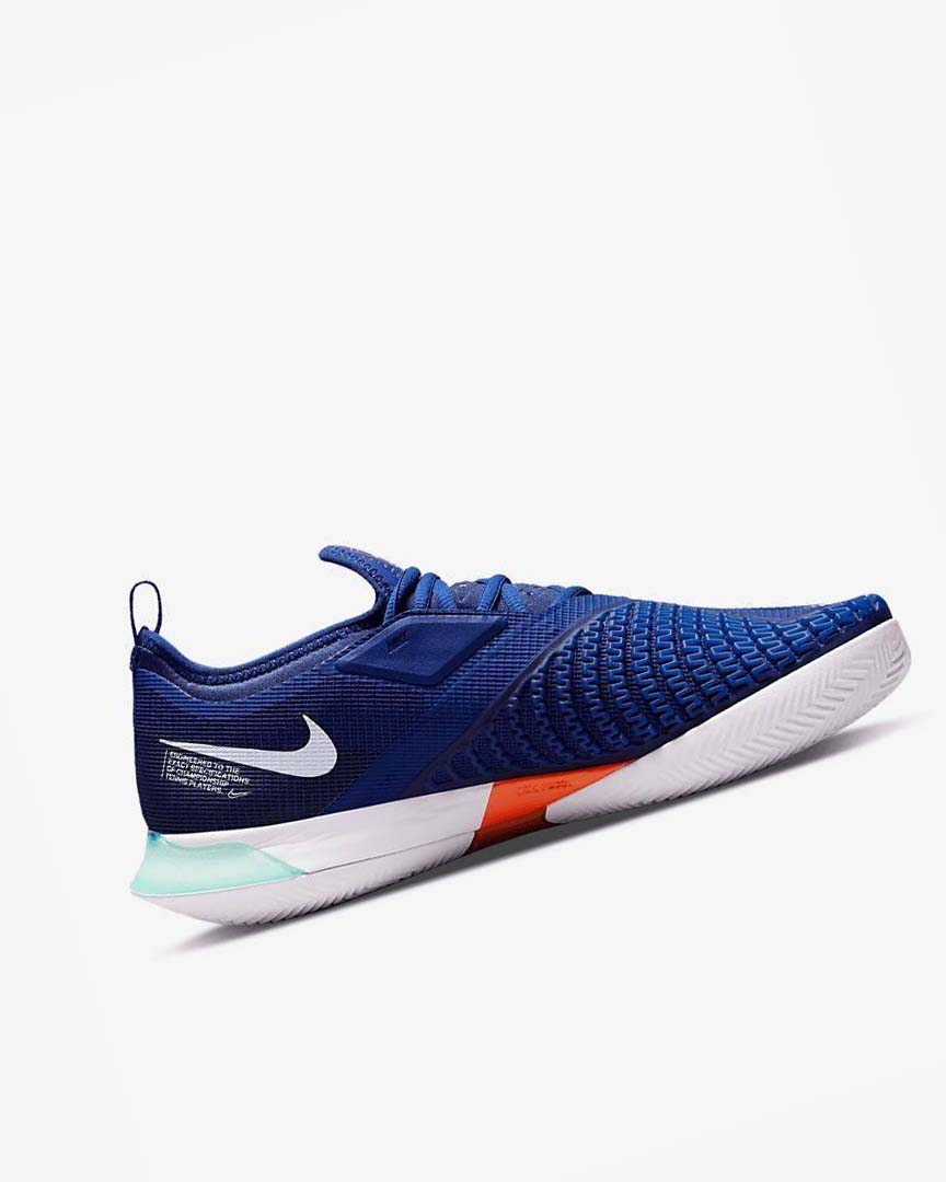 Zapatos Tennis Nike Court React Vapor NXT Hombre Azul Real Oscuro Azules Turquesa Naranjas Blancas | CR4503