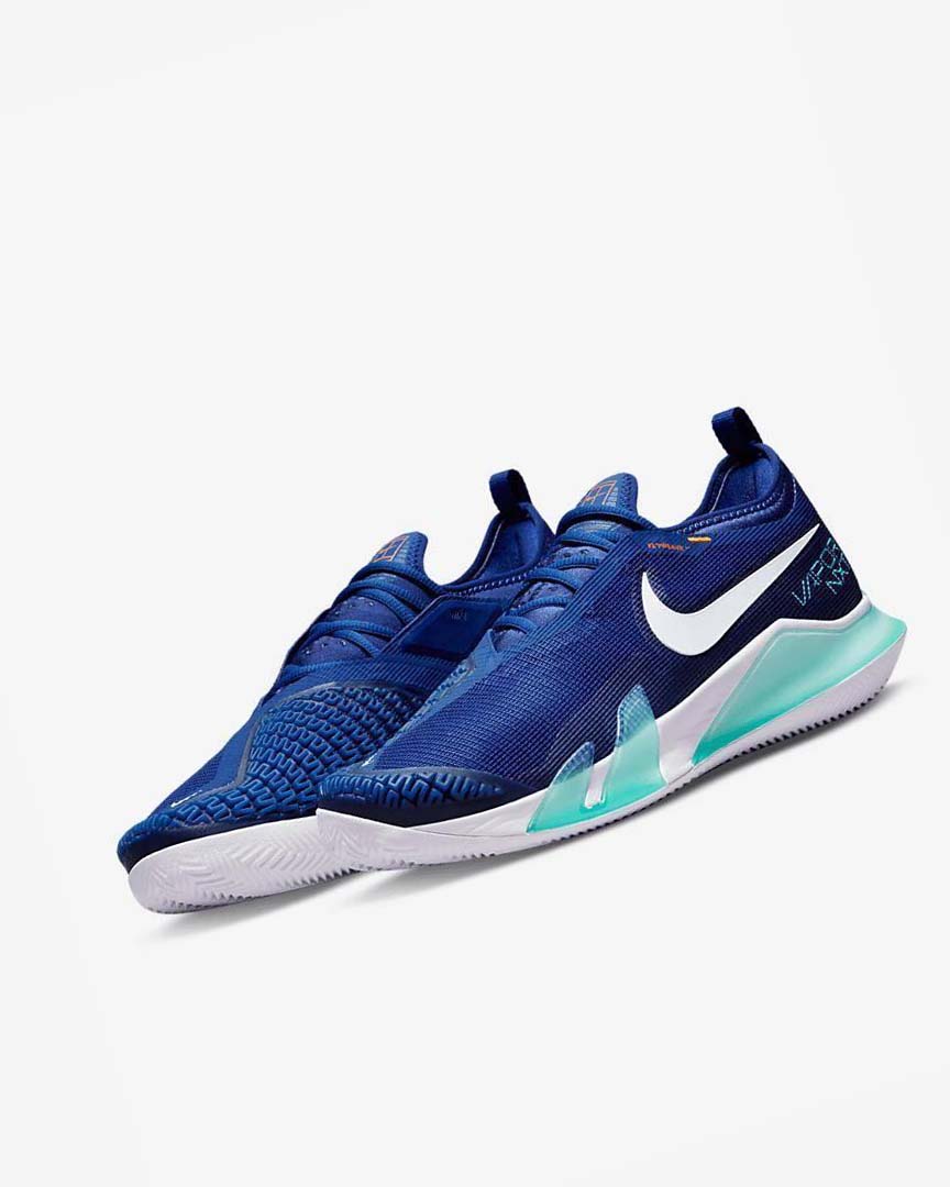 Zapatos Tennis Nike Court React Vapor NXT Hombre Azul Real Oscuro Azules Turquesa Naranjas Blancas | CR4503