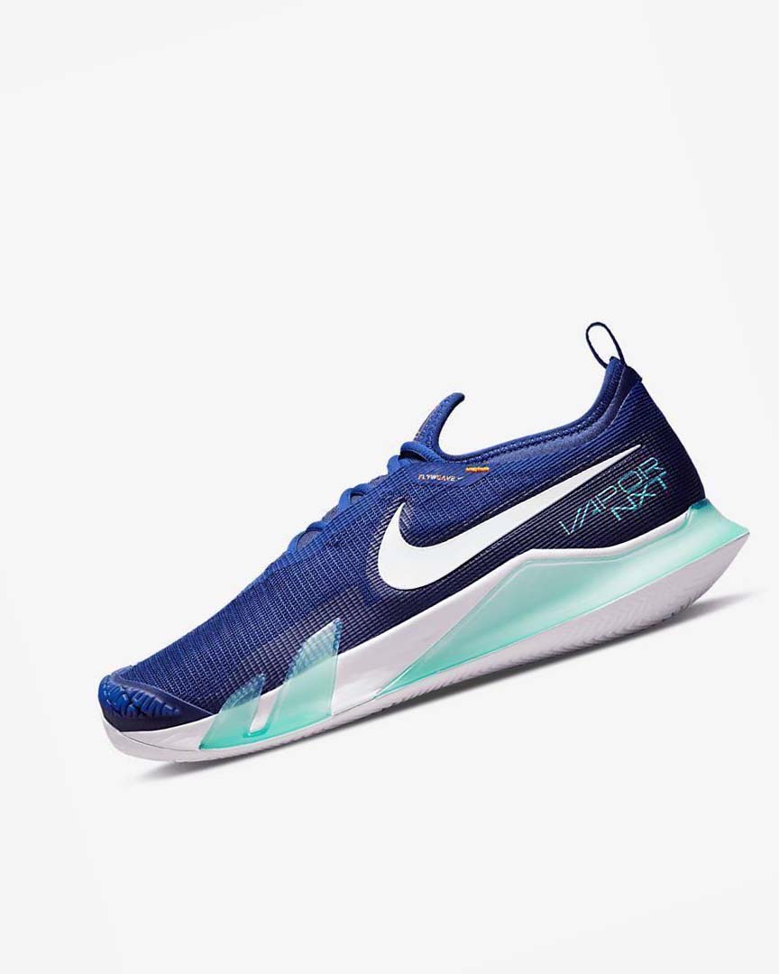 Zapatos Tennis Nike Court React Vapor NXT Hombre Azul Real Oscuro Azules Turquesa Naranjas Blancas | CR4503