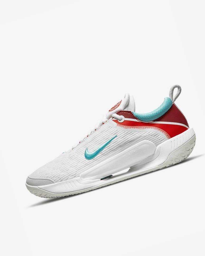 Zapatos Tennis Nike Court Zoom NXT Hombre Blancas Plateadas Claro Rojas Turquesa | CR4806