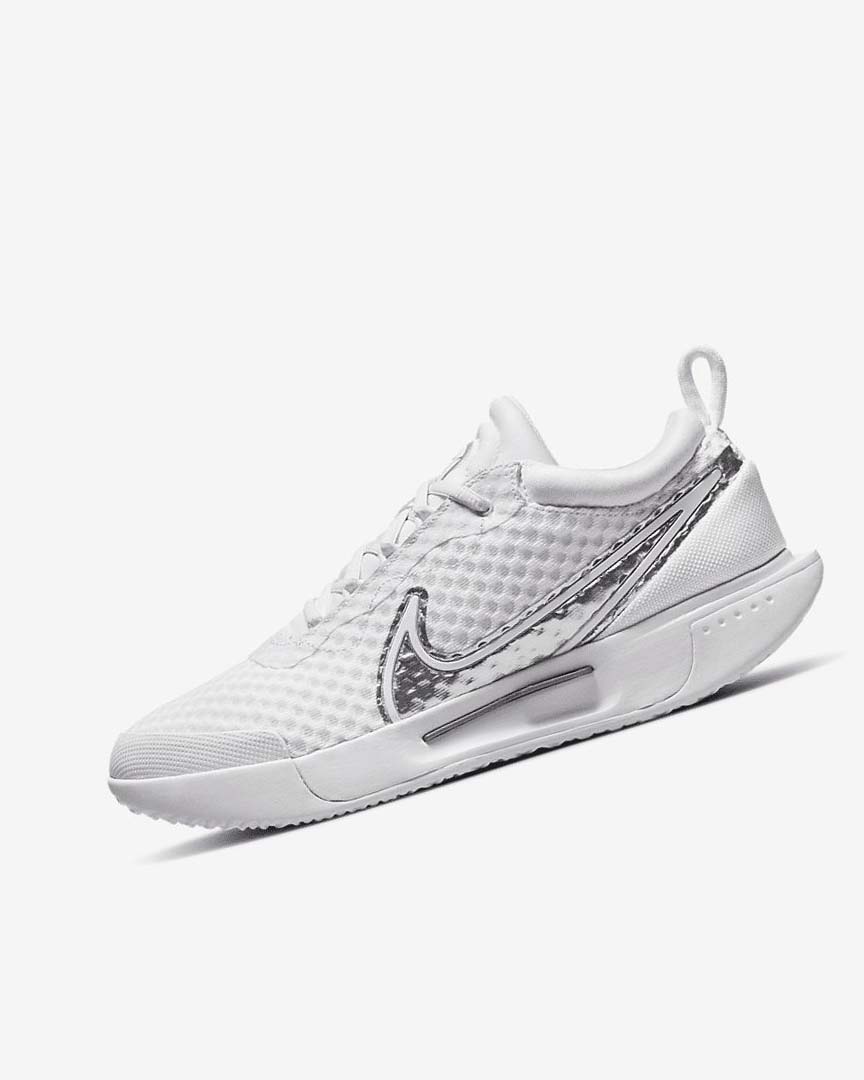 Zapatos Tennis Nike Court Zoom Pro Mujer Blancas Metal Plateadas | CR1109