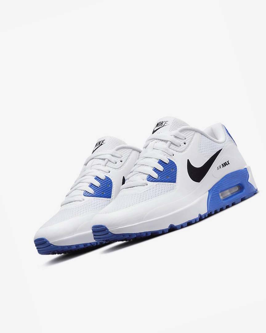 Zapatos de Golf Nike Air Max 90 G Hombre Blancas Azules Plateadas Negras | CR5480