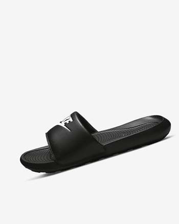 Chanclas Nike Victori One Mujer Negras Negras Blancas | CR5323