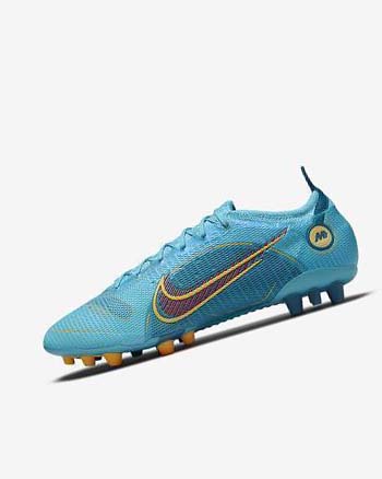 Tenis Futbol Nike Mercurial Vapor 14 Elite AG Hombre Azules Naranjas | CR2509