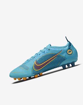 Tenis Futbol Nike Mercurial Vapor 14 Elite AG Mujer Azules Naranjas | CR2960