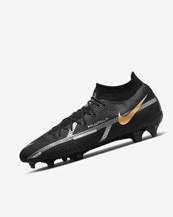 Tenis Futbol Nike Phantom GT2 Pro Dynamic Fit FG Mujer Negras Metal Doradas Metal Plateadas Metal Gris Oscuro | CR2254