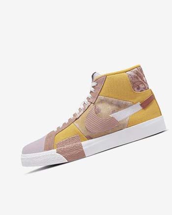 Tenis Skate Nike SB Zoom Blazer Mid PRM Mujer Doradas Blancas | CR5235